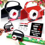 VEEVEO Dual-Use Wrapping Cutter & Tape Dispenser Kit, 4 Tapes, 2 Blades