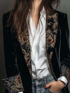 Verity | Black Baroque Lapel Blazer