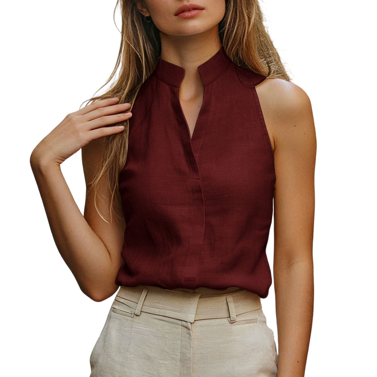 Women's V-Neck Camisole Top - Elegant Solid Color Summer Style