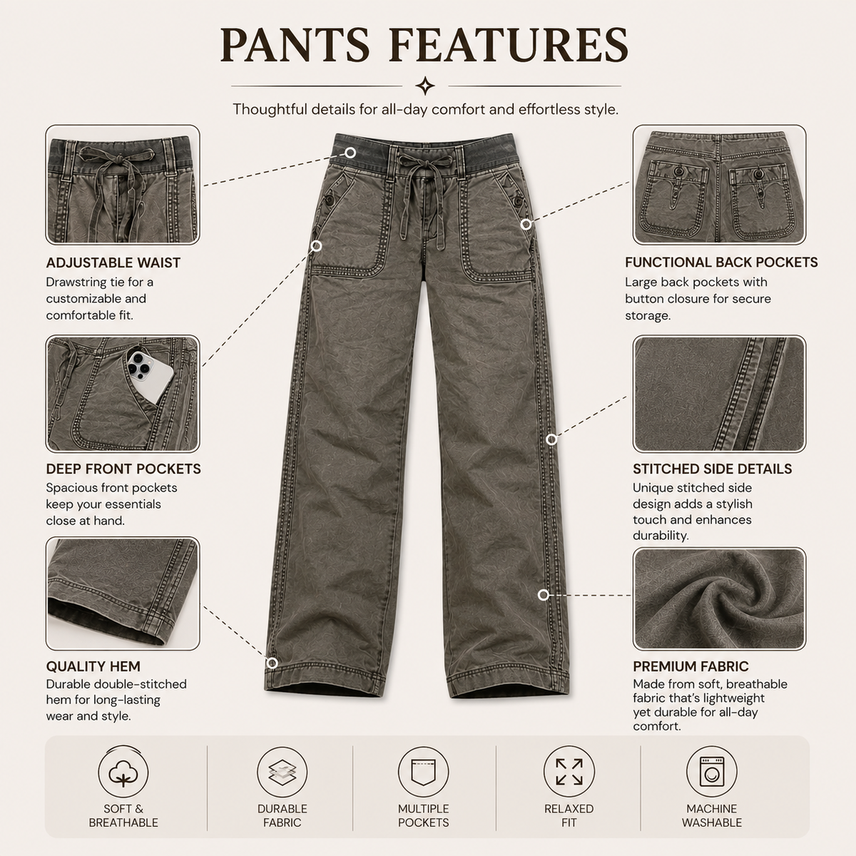 💝💝Limited Stock!🔥Women's High Stretch Mid Rise Straight Pants