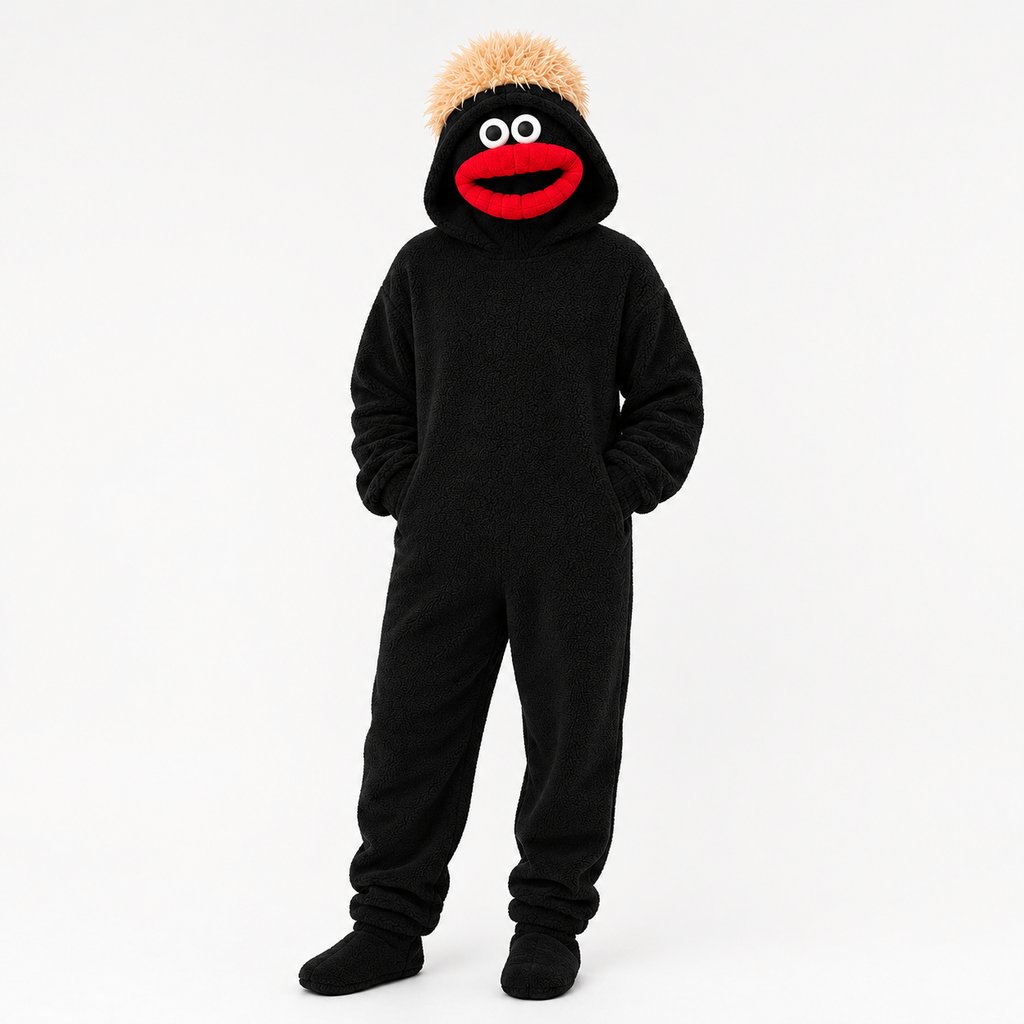 💚Funny Monster Fleece Onesie – Cozy Hooded One-Piece Pajamas