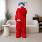 💚Funny Monster Fleece Onesie – Cozy Hooded One-Piece Pajamas