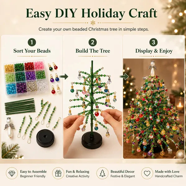 💚🎄✨ DIY Beaded Christmas Tree Kit – Create Your Own Sparkling Holiday Decoration