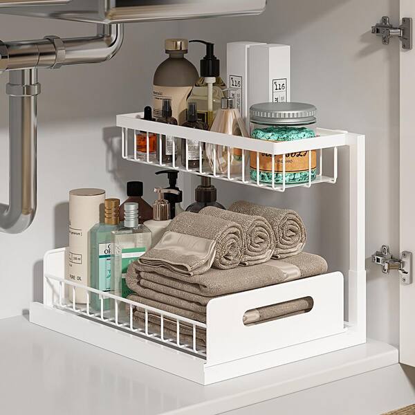 💚2 Tier Under Sink and Cabinet Organizer with Pull Out and Slide Out for Kitchen and Bathroom Storage (2-Pack)