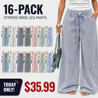 💚 Women's  Striped With Pockets Black Baggy Low Rise Wide Leg Pants