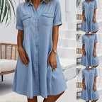 💝💝Women's Casual Loose Fit Denim Dress with Pockets