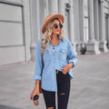 Relaxed Fit Denim Shirt – 100% Cotton, Cuffed Sleeve Detail