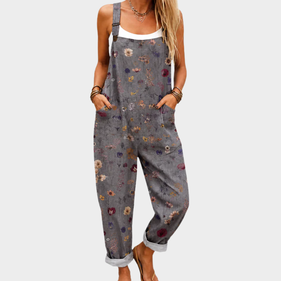 Women's Floral Print Casual Overall Jumpsuit