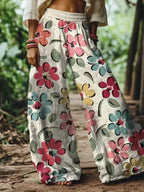 💝💝【LAST DAY SALE】Women's Casual Bohemian Style Floral Print Wide-Leg Pants