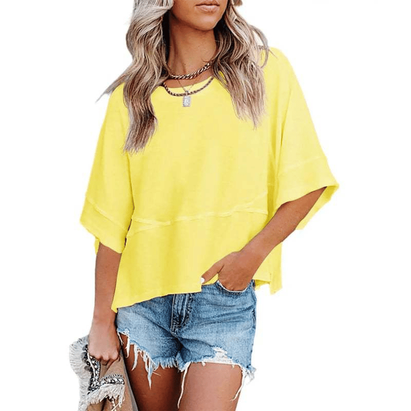Lightweight Batwing Sleeve Tee – Crewneck, Relaxed Fit, Breathable
