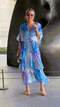 Women's Bohemian Maxi Dress – V-Neck Tiered Ruffles & Adjustable Waist Tie