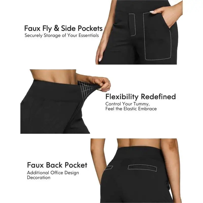 💚Women’s High-Waist Wide Leg Pants – Business Casual Yoga Dress Pants with Pockets