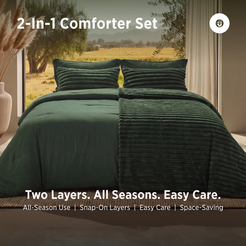 💚Bedsure 6 Pieces 2-in-1 Comforter Set Twin