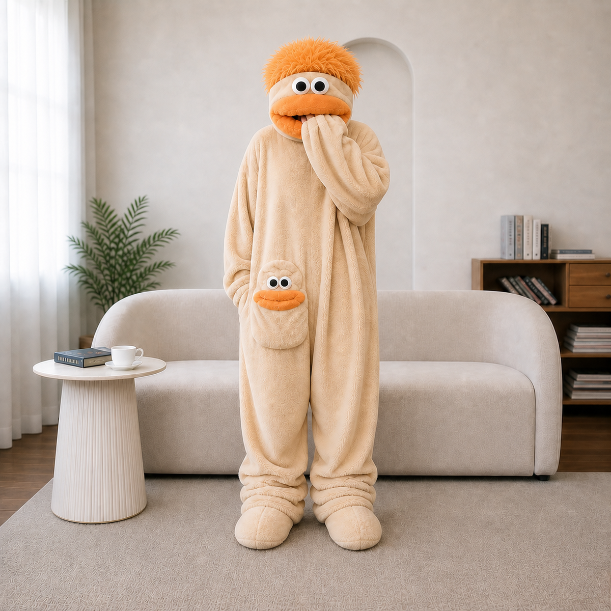 💚Funny Monster Fleece Onesie – Cozy Hooded One-Piece Pajamas