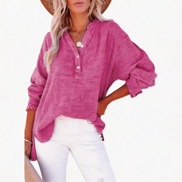 Bubble Sleeve Boyfriend Shirt – Long Sleeve Button-Up