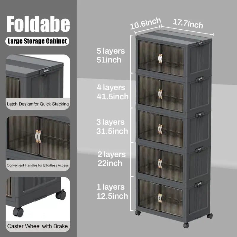 💥 Factory Direct Sale💥 Foldable Storage Box with Lid & Wheels | 40/64/128 QT | Stackable Organizer