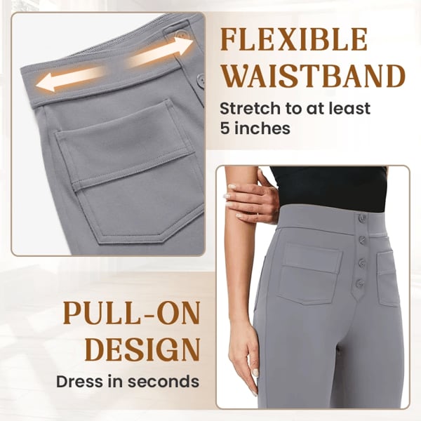 Women's High-Waisted Stretch Pants – Comfortable Straight Leg Everyday Trousers