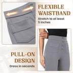 Women's High-Waisted Stretch Pants – Comfortable Straight Leg Everyday Trousers