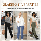 Women's High-Waisted Stretch Pants – Comfortable Straight Leg Everyday Trousers