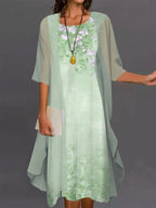 💝💝🌿[S-4XL]🌸Women's two-piece dress with a floral pattern💖