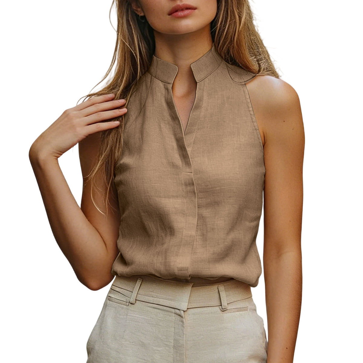 Women's V-Neck Camisole Top - Elegant Solid Color Summer Style
