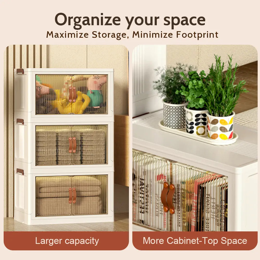 💥 Factory Direct Sale💥 Foldable Storage Box with Lid & Wheels | 40/64/128 QT | Stackable Organizer