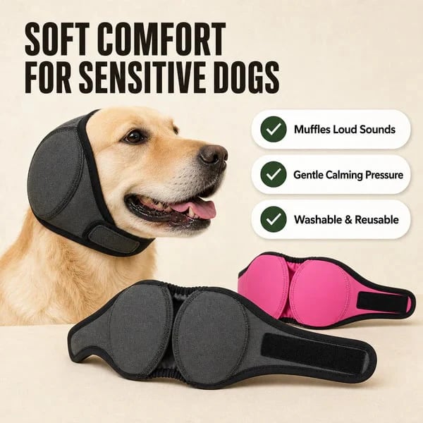 Calming Dog Ear Wrap – Sound Dampening for Thunder, Fireworks