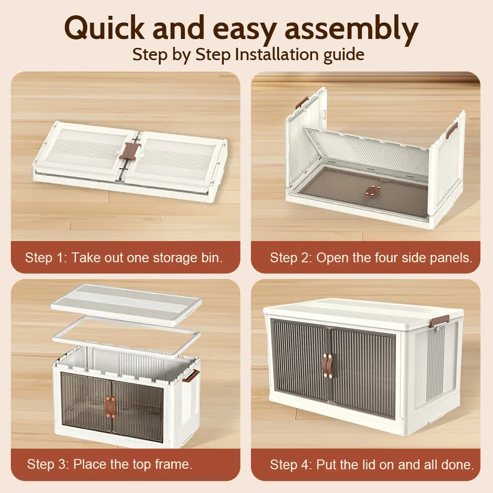 💥 Factory Direct Sale💥 Foldable Storage Box with Lid & Wheels | 40/64/128 QT | Stackable Organizer