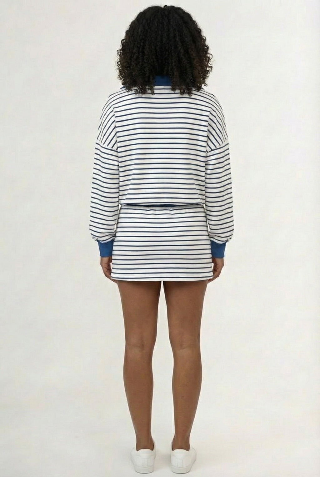 Striped Polo Skort Set – Collared Top & Built-in Shorts