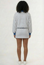 Striped Polo Skort Set – Collared Top & Built-in Shorts