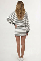 Striped Polo Skort Set – Collared Top & Built-in Shorts