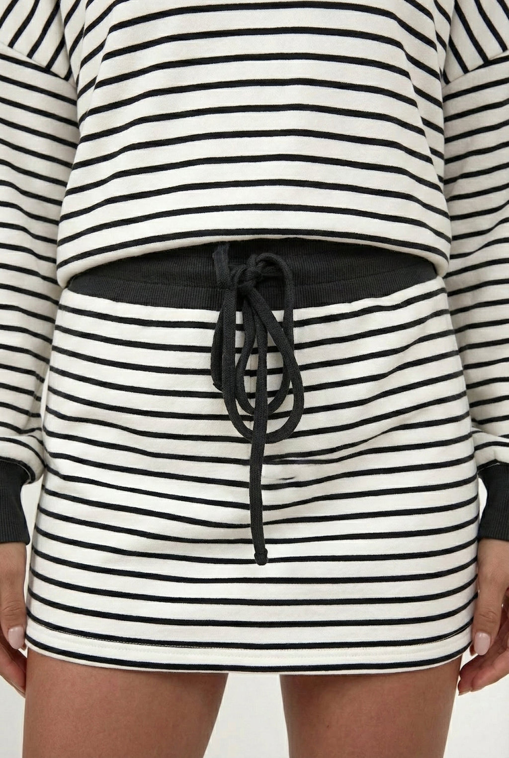 Striped Polo Skort Set – Collared Top & Built-in Shorts