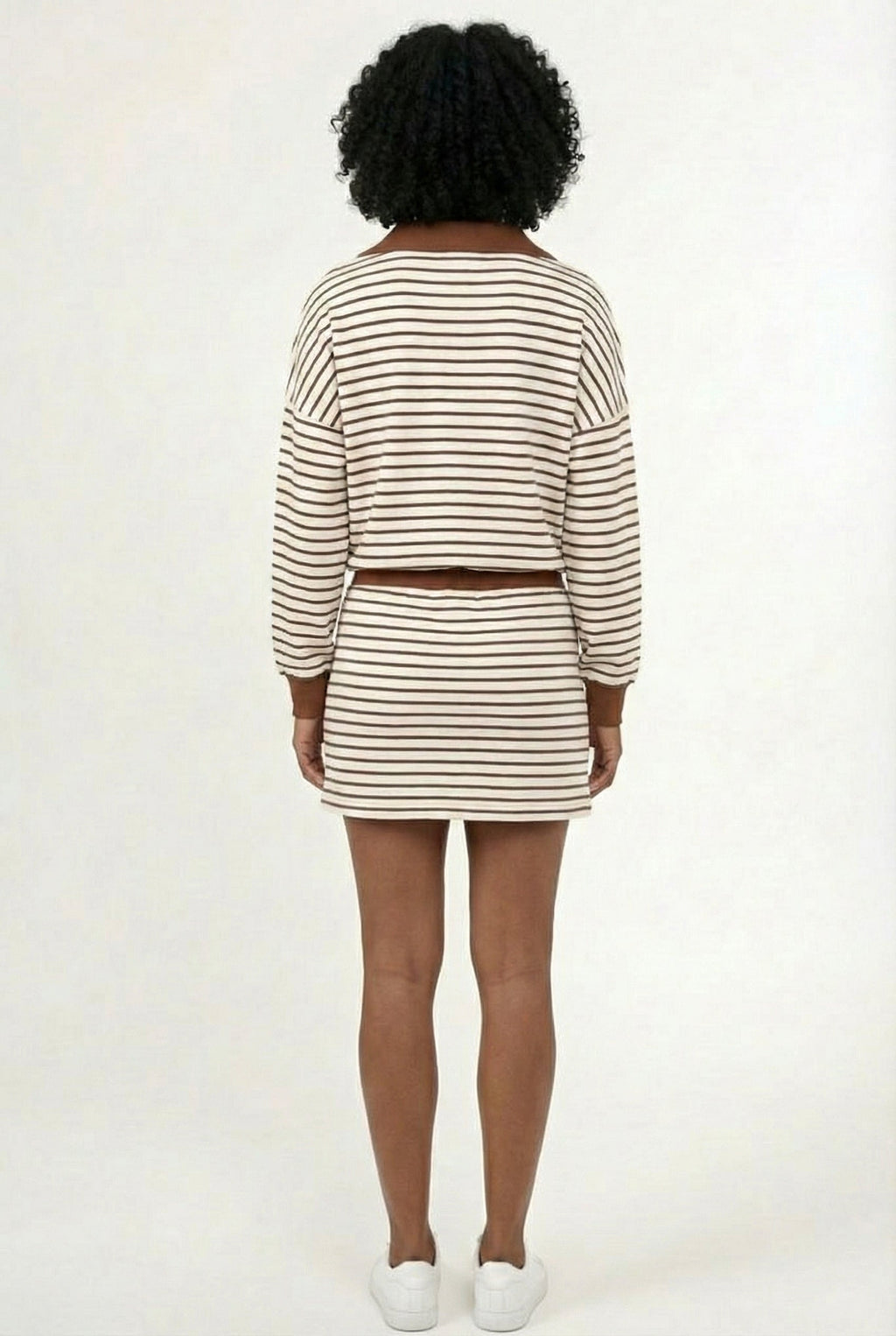 Striped Polo Skort Set – Collared Top & Built-in Shorts
