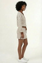 Striped Polo Skort Set – Collared Top & Built-in Shorts