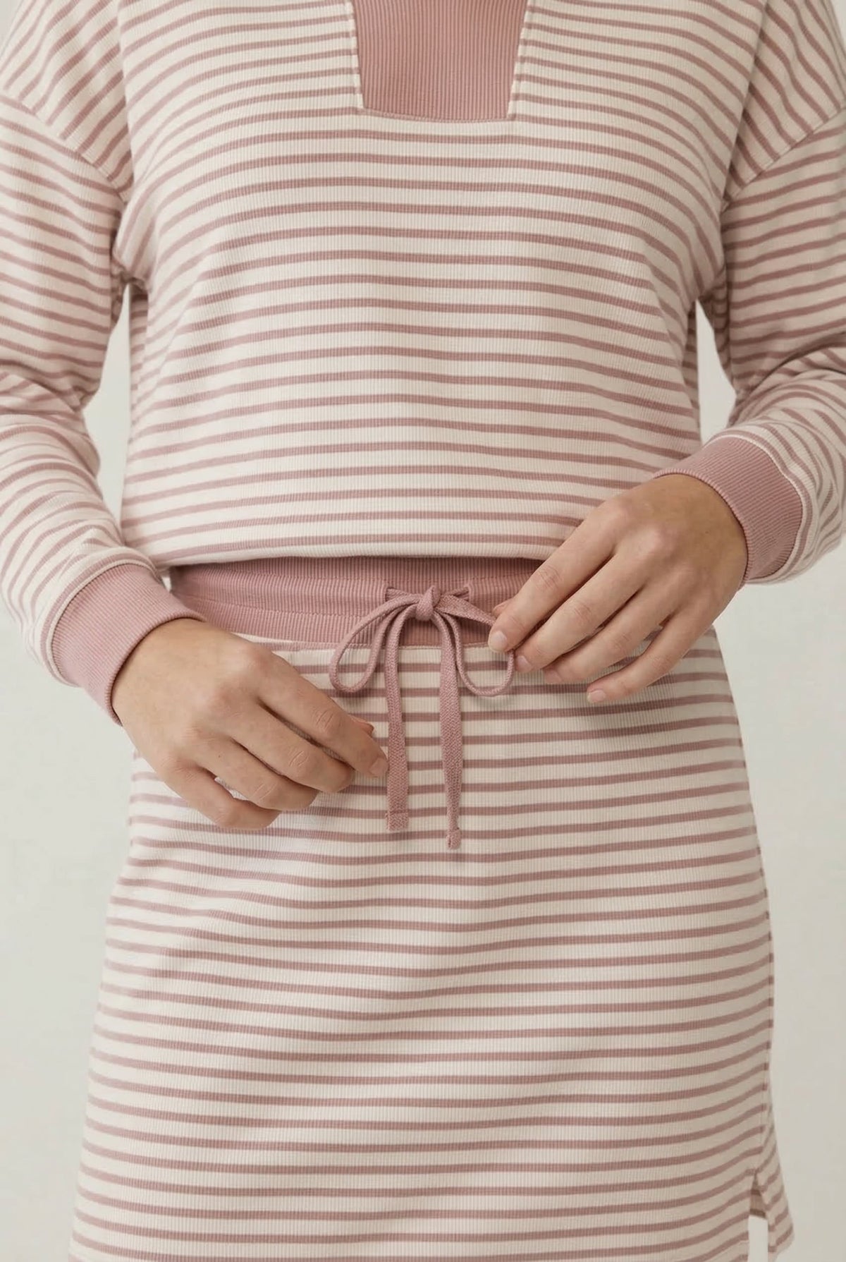 Striped Polo Skort Set – Collared Top & Built-in Shorts
