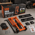 🎉Hydraulic Lawn Mower Lift, 500 LBS Load Capacity, Solid Carbon Steel Construction, Adjustable Universal Lawn Lifter