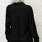 Women's Solid Lapel Button Down Shirt