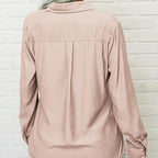 Women's Solid Lapel Button Down Shirt