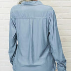 Women's Solid Lapel Button Down Shirt