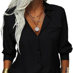 Women's Solid Lapel Button Down Shirt