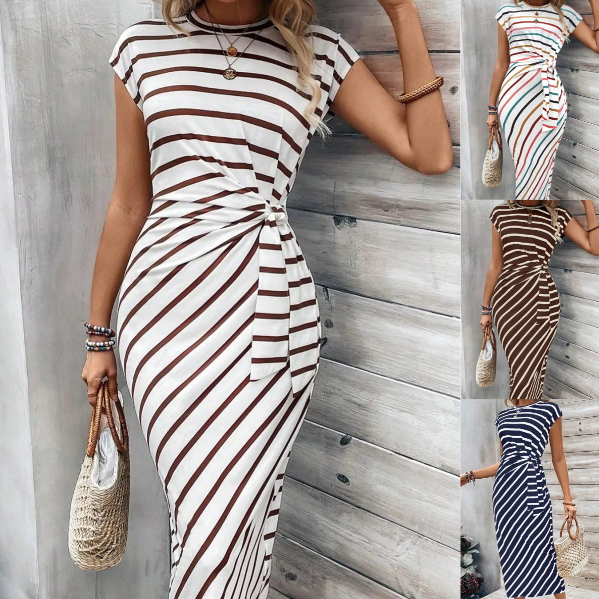 Knot Front Midi Dress – Leopard Print, Tummy-Flattering Fit