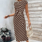 Knot Front Midi Dress – Leopard Print, Tummy-Flattering Fit