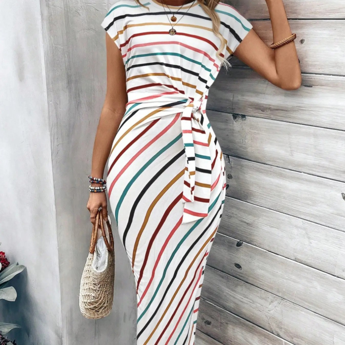 Knot Front Midi Dress – Leopard Print, Tummy-Flattering Fit