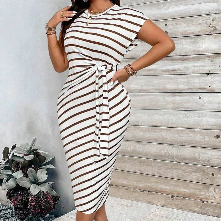 Knot Front Midi Dress – Leopard Print, Tummy-Flattering Fit