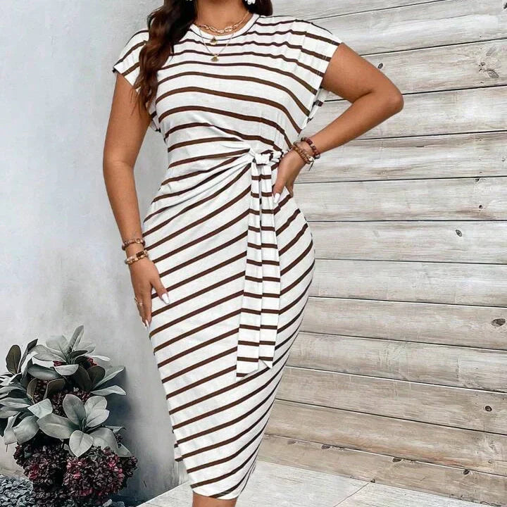 Knot Front Midi Dress – Leopard Print, Tummy-Flattering Fit
