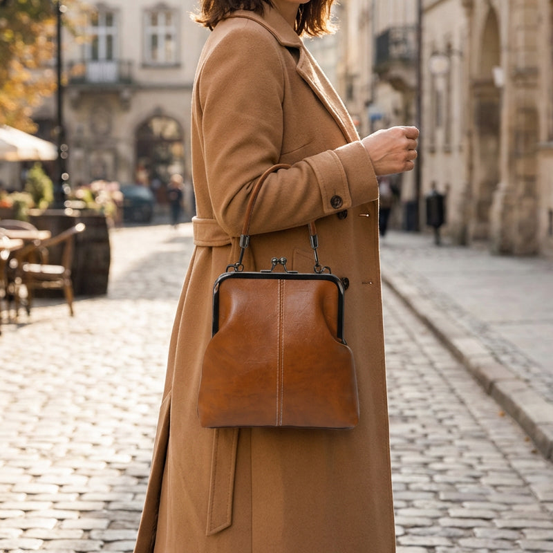 Vintage Kiss Lock Handbag For Women