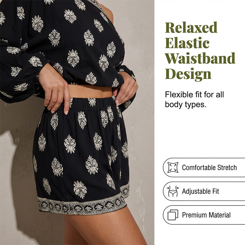 Bohemian Printed Two Piece Shorts Set