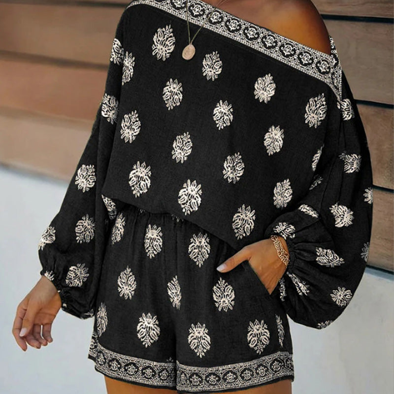 Bohemian Printed Two Piece Shorts Set