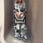 Printed V-Neck Top & Wide-Leg Pants Set – Floral Lounge Set