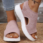 Breathable Knit Platform Sandals – Chunky Sole, Slip-On Style
